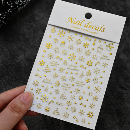 Winter Christmas Atmosphere Nail Stickers Snowman Snowflake Wapiti Self-adhesive High Quality Cute Nail Stickers Nail Art Deco