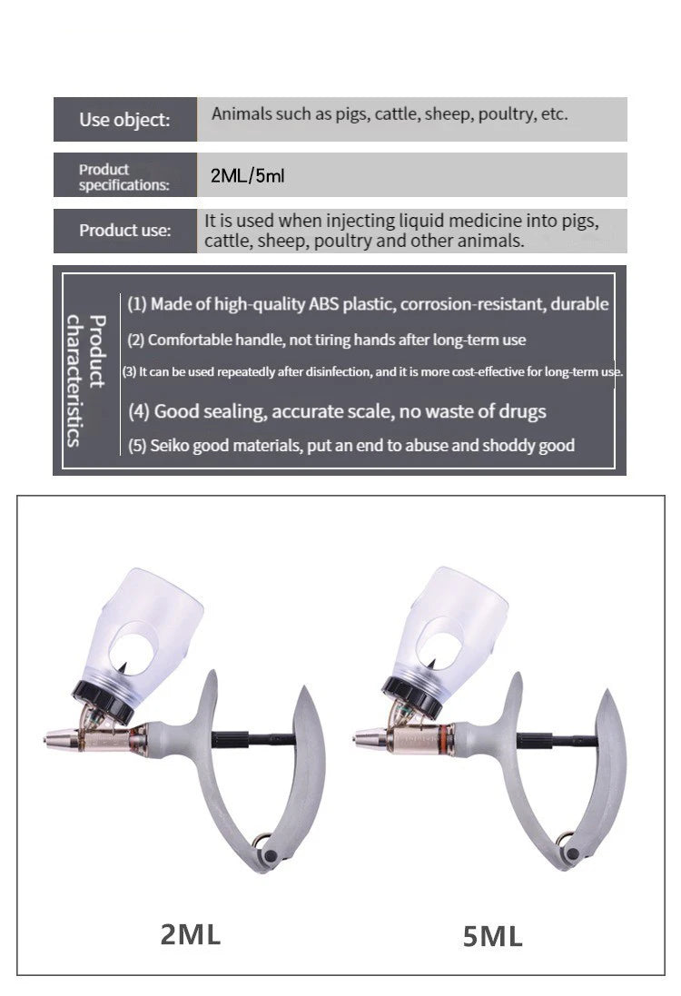 Factory Direct Sales High Quality  Wholesale Price 2ml5ml Insert Bottle Animal Continuous Syringe Pig Beef Sheep Chick