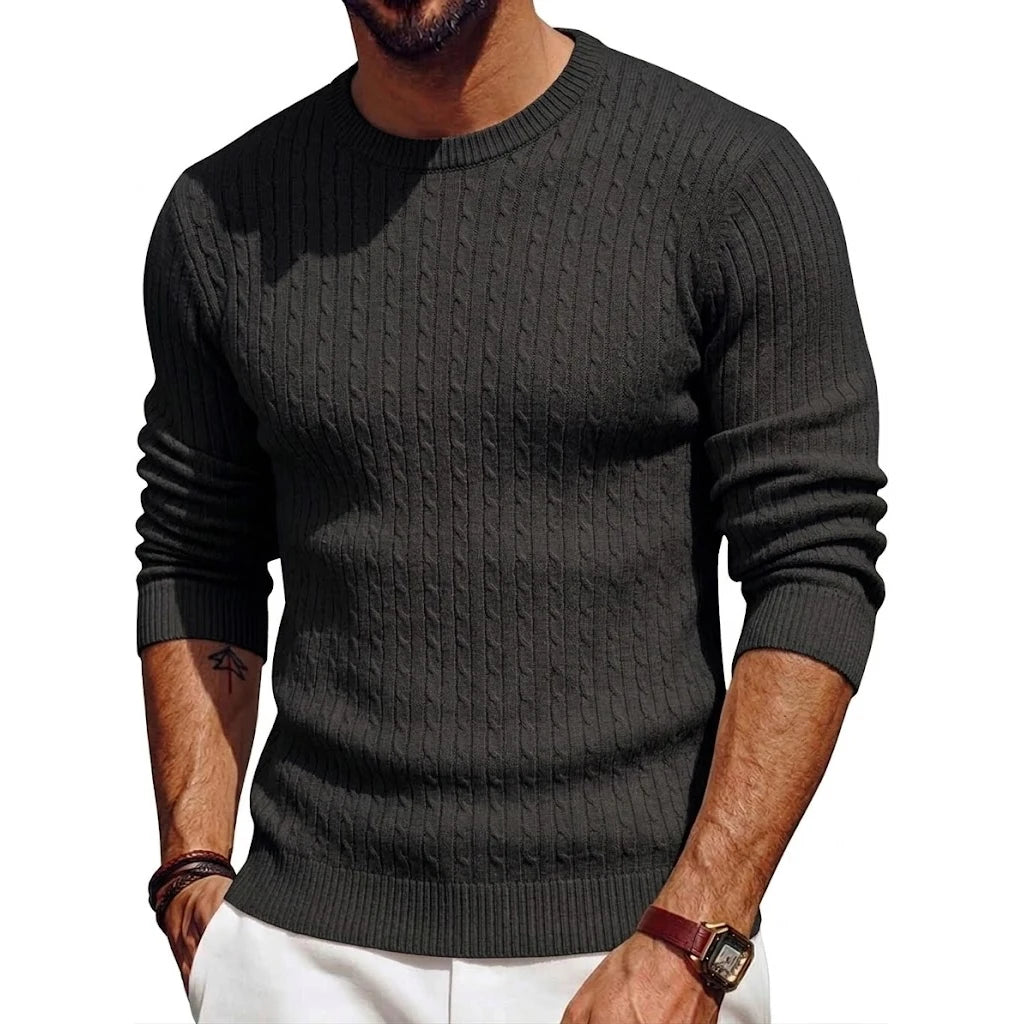 Luxury Knite Crew Neck Sweater Man Cable Long Sleeve Pullover Casual Knitted Shirts Work Jumper Spring Mens Coats Autumn Tops