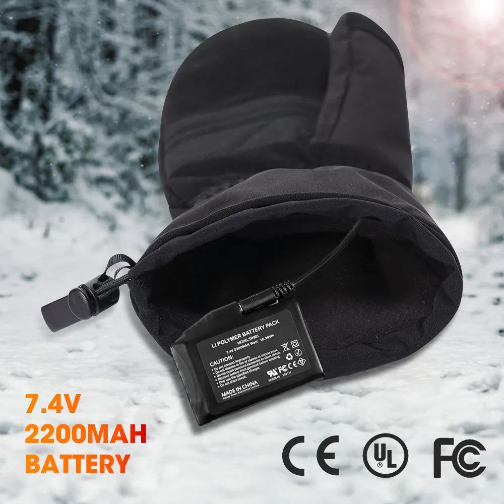 Heated Gloves For Winter 7.4V Rechargeable Battery Powered Electric Heating Hand Warmer Skiing Glove For Fishing Skiing Cycling