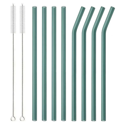 8Pcs Reusable Drinking Straw Colorful Glass Straws Eco-friendly High Borosilicate Glass Straw Glass Tube Party Bar Drinkware