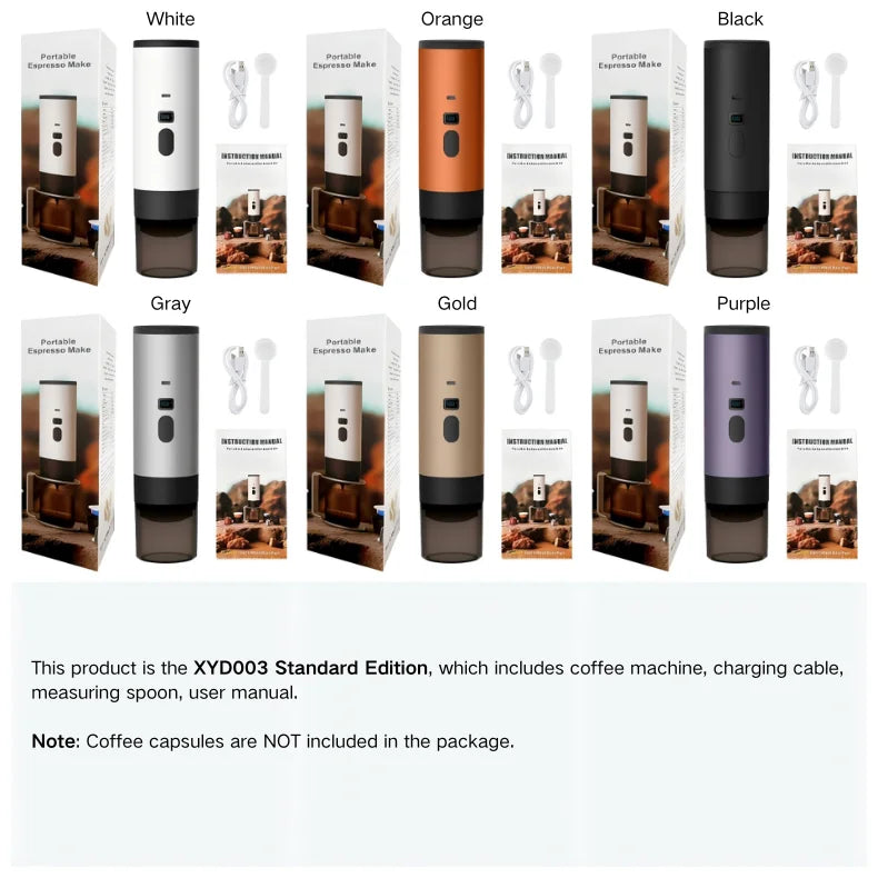Portable Coffee Machine Wireless 3-in-1 for Ground/Nespresso/DolceGusto Capsule 15Bar 7800mAh Digital Display Travel Camping