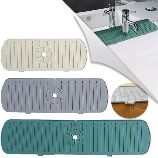 Silicone Tap Mat,Sink Splash Guard,Kitchen Tap Silicone Drain Mat, Silicone Tap Handle Drip Catcher Tray, Tap Mat for Kitchen