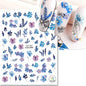 3d Nail Art Decals Watercolor Florals Purple Green Pink Flowers Leafs Fruit Adhesive Sliders Nail Stickers For Manicure