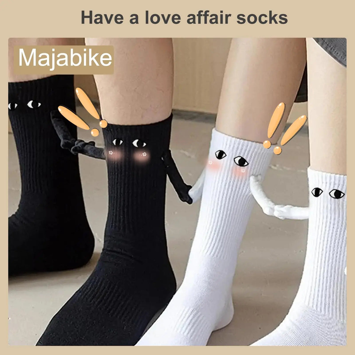 Fashion Magnetic Holding Hands Socks All-match High Elastic Couple Socks For Spring Home Mid Tube Socks Breathable Sports