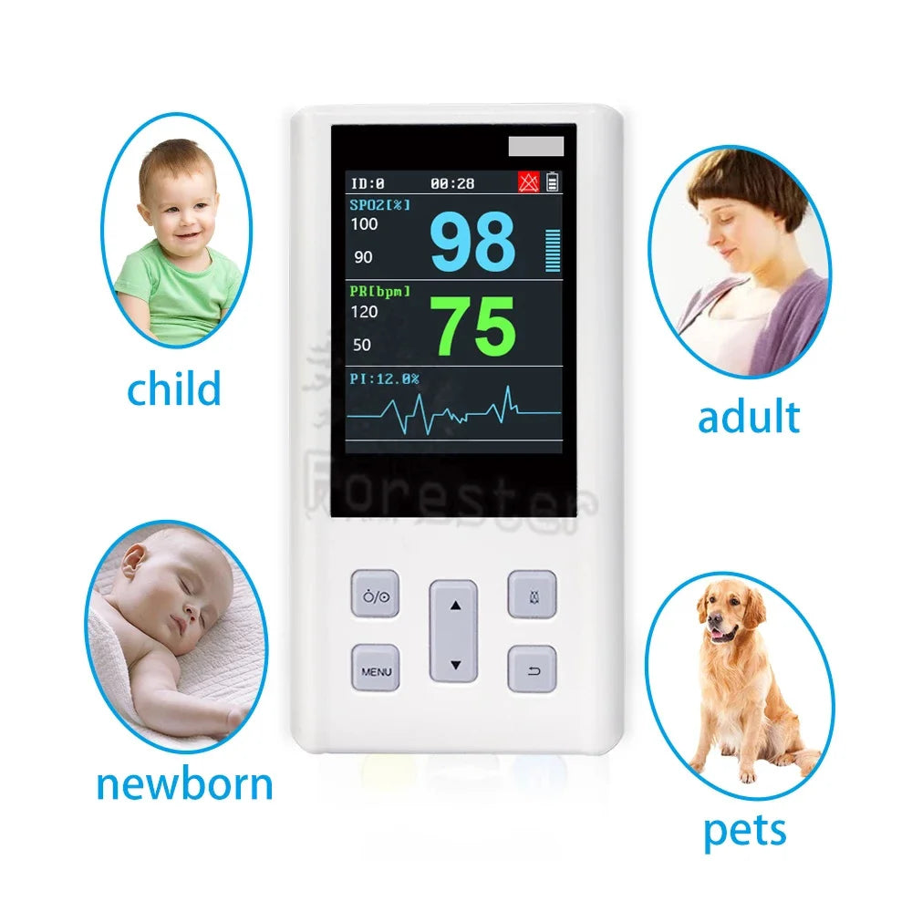 Portable Pulse Oximeter Monitor for Heart Rate and Oxygen Saturation with Veterinary and Medical SPO2  with Memory
