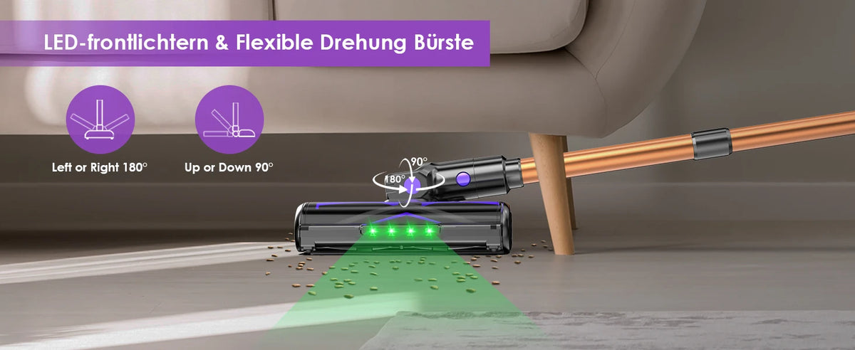 Vortisys V2 Cordless Vacuum Cleaner, 500W Brushless Motor, 36V/2200mAh Battery, Suitable for Floor, Carpet, Sofa, Mattress
