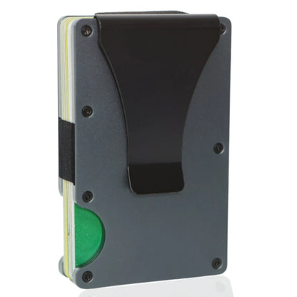 Minimalist Slim RFID Blocking Wallet For Men - Light Weight, Durable & Compact- Aluminum Wallet With Money Clip (Black）