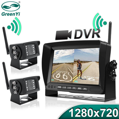 GreenYi 1280x720 High Definition AHD Wireless Truck DVR Monitor 7" Night Vision Reverse Backup Recorder Wifi Camera For Bus Car