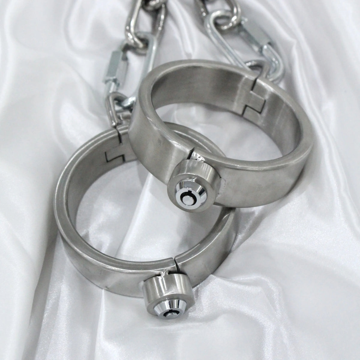 Heavy Duty Stainless Steel Handcuffs Ankle Cuffs Neck Collar Press Lock BDSM Restraints Bondage Adult Games Sex Toys for Couples