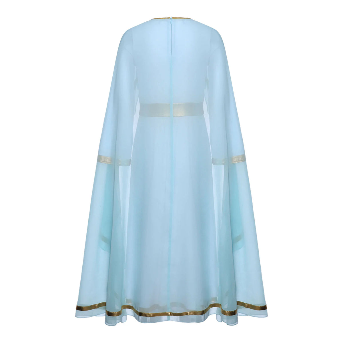 Halloween Virgin Mary Costume for Kids Girls Fancy Greek Princess Cosplay Long Sleeve Ruffle Dress with Chiffon Cape Theme Party