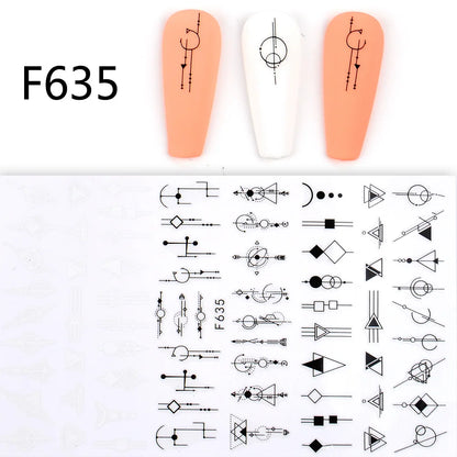 Black and White Love Flowers Line Art 3D Stickers Nail Decals Nail Art Accessories Butterfly Rose Nail Stickers Nail Sliders