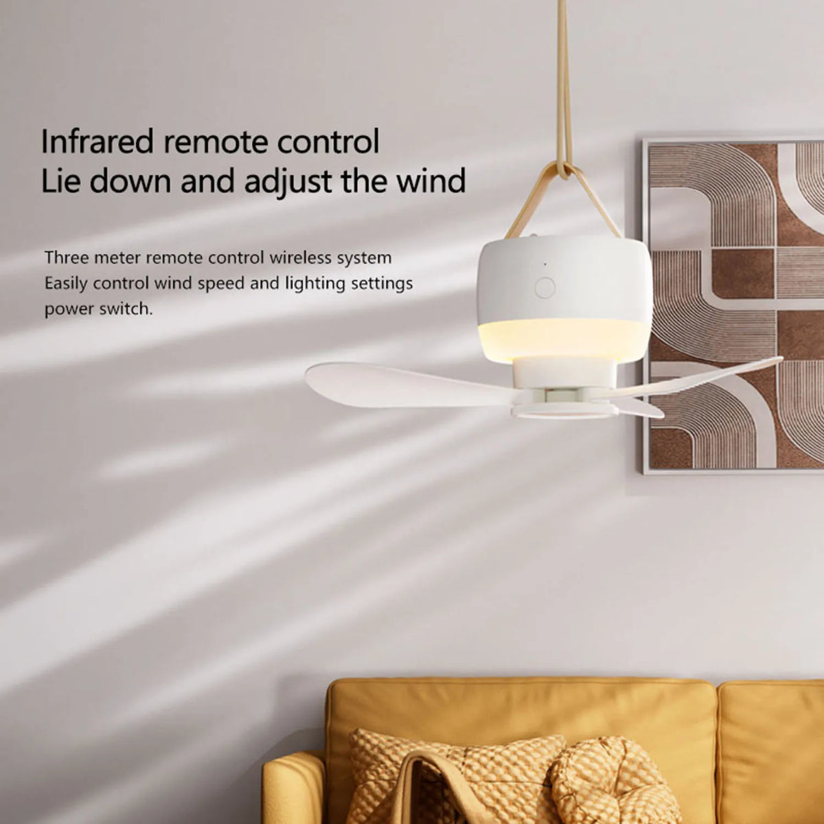 LED Light With Fan Portable Silent Ceiling Fans Light Rechargeable/Plug-in LED Lamp Remote Control 3600mAh for Bedroom Camping