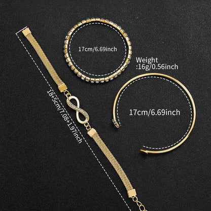 4PCS/Set Fashion Arabic Dial Women Watches Ladies Quartz Wristwatch Rhinestone Bracelets Set Reloj Mujer（Without Box）