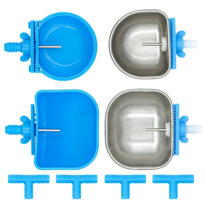 5/10Pcs Rabbit Water Bowl Farm Rabbit Automatic Drinker Rabbit Cage Fix Cup Stainless Steel Plastic Drinking Bowl