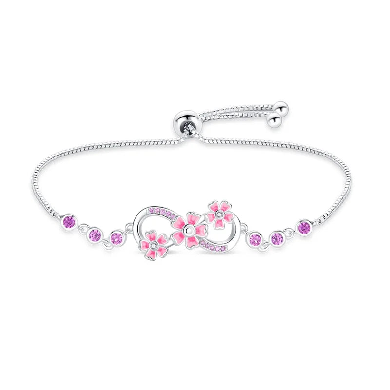 Bracelet Original 925 Silver Lucky Symbol Zircon Bracelet Luxury Jewelry For Woman Romantic Valentine's Day Jewelry Gifts
