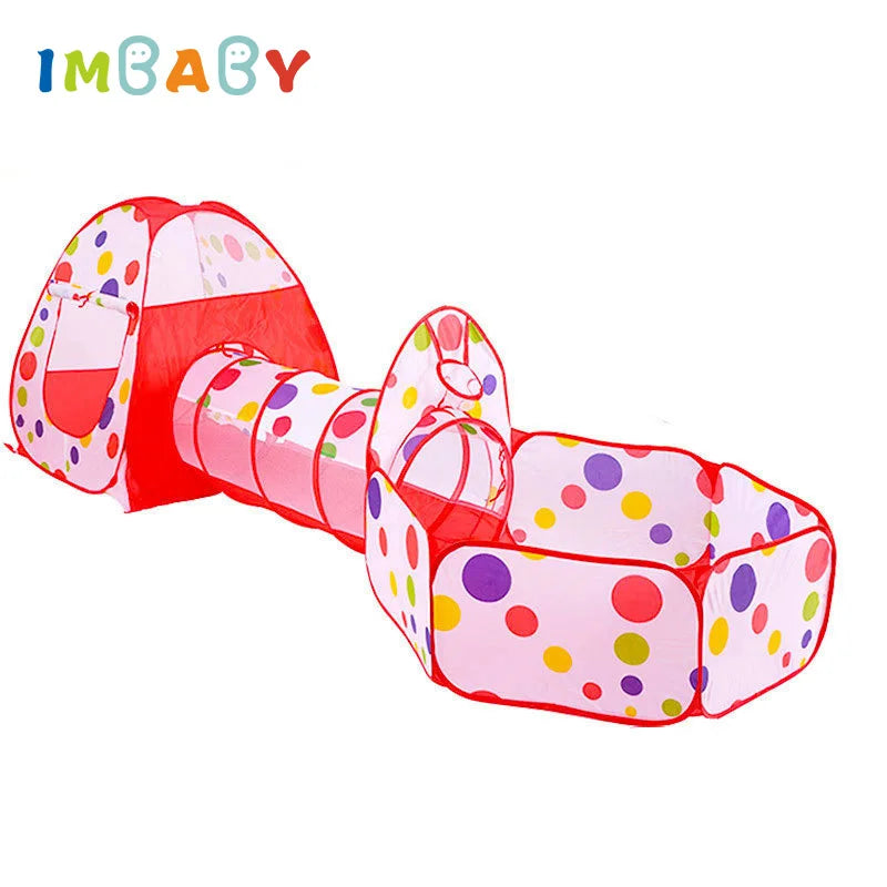 Senior 3-in-1 Foldable Baby Playground Children's Game Tent Baby Ball Fence with Crawling Tunnel Basketball Frame Children Gifts
