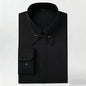 Embroidered French Cufflinks Men's Long-Sleeve Shirt with Collar Pins, Big Collar Dress Shirt for Business Formal Wear, Gentlema