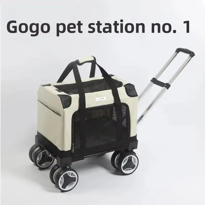 FurStarLarge Pet Rolling Carrier With Wheels Multi-Cat Travel Trolley Bag Spacious Dog Carrier Backpack Portable Car Seat Pet St