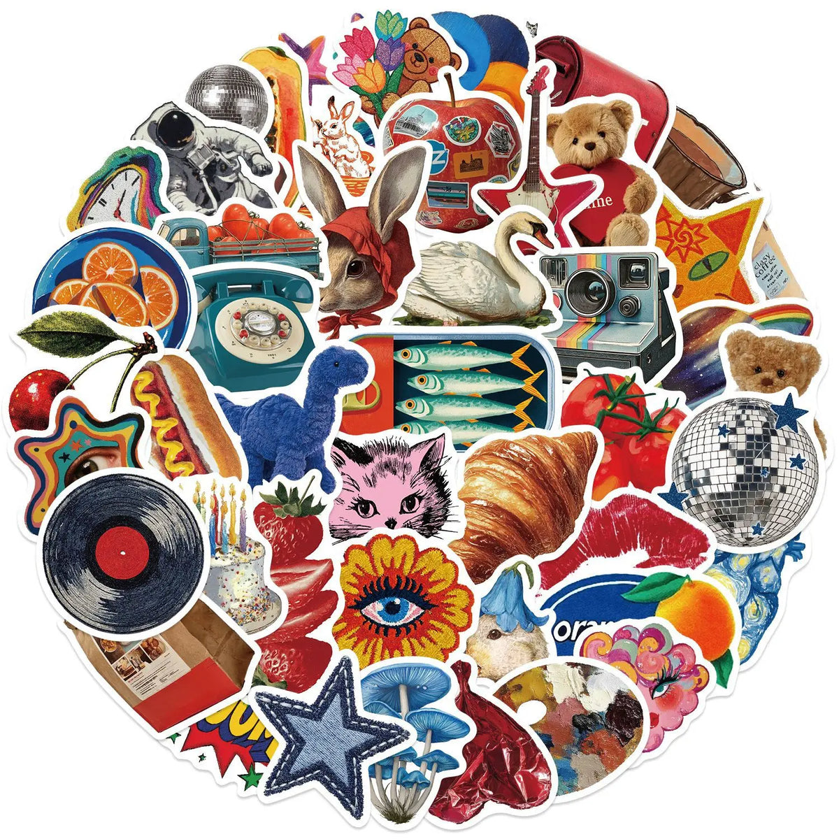 50/100Pcs Retro Y2K Aesthetic Stickers, Vintage Cartoon Vinyl Decals for Laptops, Water Bottles, Guitars, Journals, Notebook