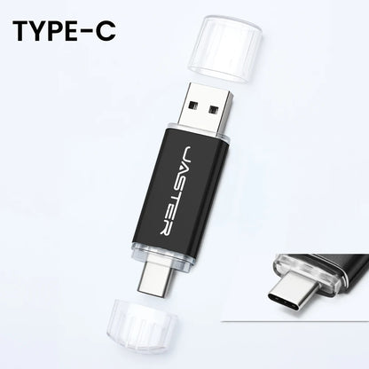 128GB High Speed TYPE C 2in1 USB Flash Drive 64GB Metal Pen Drive Smart Phone Car TV USB Stick 4GB 32GB Office Gift Memory Stick