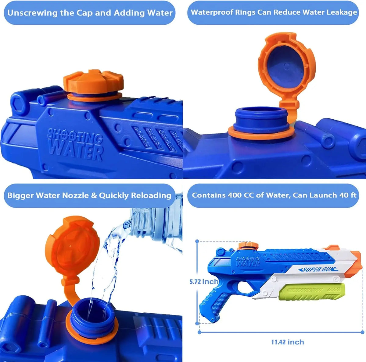 400CC Water Guns Toy for Kids Adults Summer Super Blaster Soaker Long Range Squirt Guns Outdoor Toy for Swimming Pool Beach Lawn