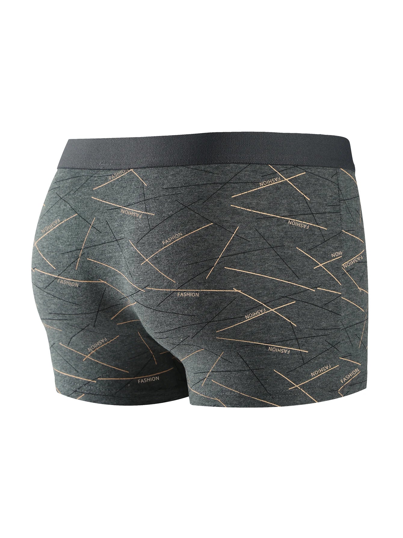 4pcs Men's Underwear, Comfortable, Soft and Fashionable Daily Line Print Intimate Boxer Briefs, Sporty and Breathable Boxers