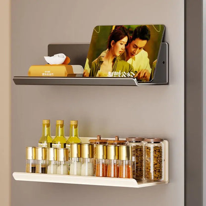 Punch-Free Wall Mounted Magnetic Fridge Shelf Kitchen Seasoning Spice Organizer Multifunctional Home Storage Box