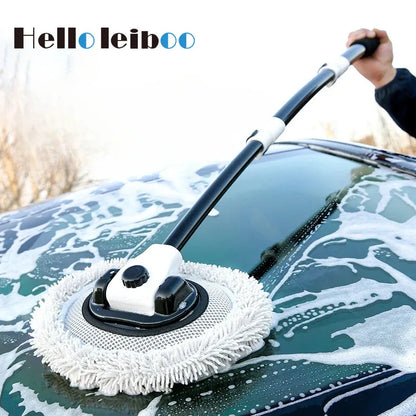 LEIBOO Car Wash Mop Cleaning Brush Telescoping Long Handle Cleaning Mop Retractable Bent Bar Car Wash Brush Auto Accessories Car Cleaning Tools