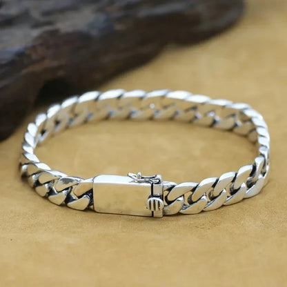 100% S925 Sterling Silver Bracelet 8MM Punk S925 Silver Jewelry Never Fade Carry Certificate Men Women Jewelry Gifts
