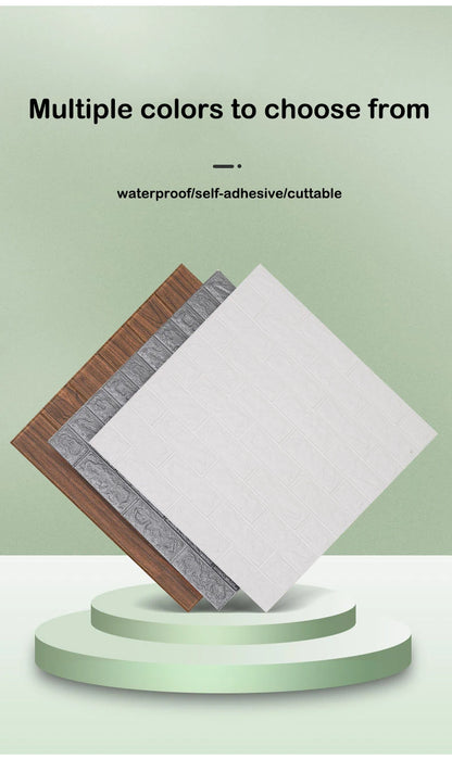 Self Adhesive PVC Waterproof Wallpaper For Home Decoration Peel and Stick 3D Foam Faux Brick Pattern Wall Stickers 70cmx2m
