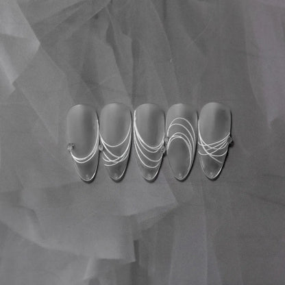 Embossed Nails Sticker 5D Japanese Retro Nail Art Stickers White French Line Adhesive Nail Art Sliders DIY Manicure Decor Decals