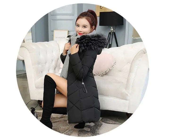 Winter New Fashion Long Cotton-padded Coat Womens Casual Hooded Parkas Womens Winter Jacket Coat Down Jacket Female