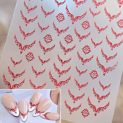 3D Gold Stamping V-Shaped French Tips Nail Art Stickers Retro Metal French Line Nail Decals Chrome Curved Strip Nail Decoration