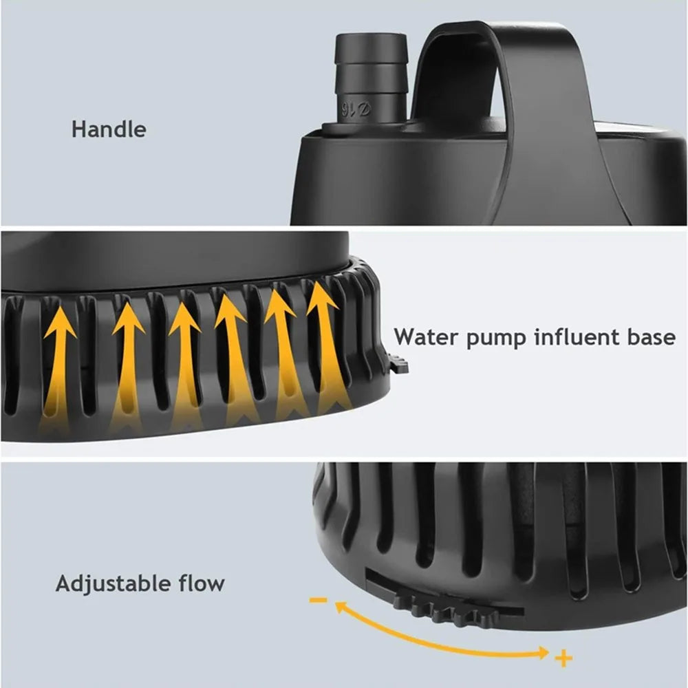 Submersible Water Pump, Ultra-Quiet Aquarium Pump for Pond, Garden Fountain, Underwater Use