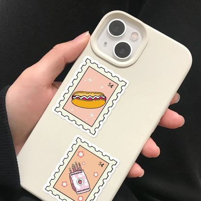 50/100PCS Cartoon Stamps Stickers Decals For Laptop Letter Scrapbook Luggage DIY Aesthetic Waterproof Stickers Creative Gifts