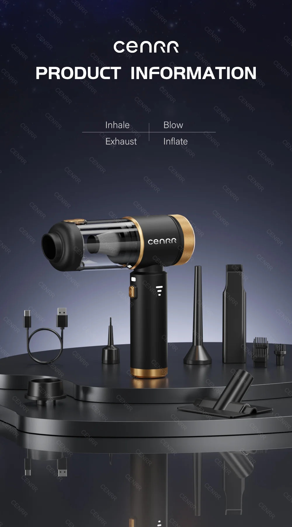 CENRR New Portable Car Vacuum Cleaner Mini 998000PA Cordless Powerful for Home Handheld Blower Car Cleaner Car Vacuum Cleaner