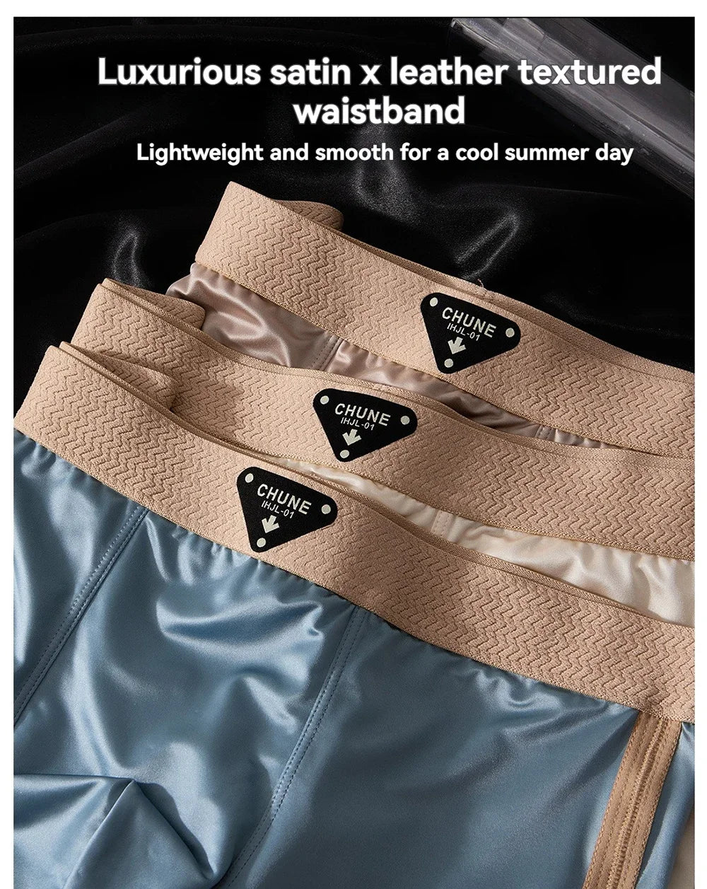 3PCS/Pack Luxury Satin-like Ice Silk Men's Panties Hygroscopic Breathable Double-layer Silk Crotch Boxer High Elastic Underpants
