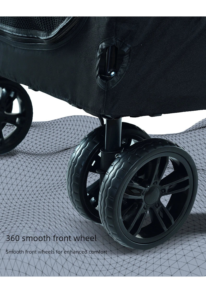 Large Dog Strollers Breathable Zipper Design Pet Cart Dogs Carrier Outdoor Travel Large Transportation Carts Adjustable Height
