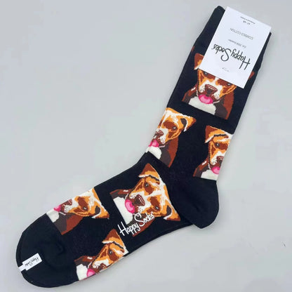 Happy Socks Men's Mid-tube Socks Four Seasons Pure Cotton Classic Socks SIZE 41-46