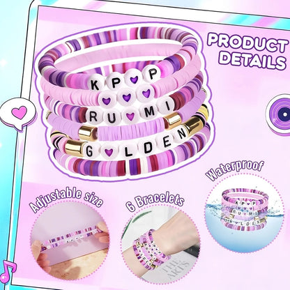 6pcs Korean Pop K-Pop Bracelet Set Multicolor Kpop Group Lettering Jewelry Durable Fan Accessory Concert Cosplay Birthday Gift