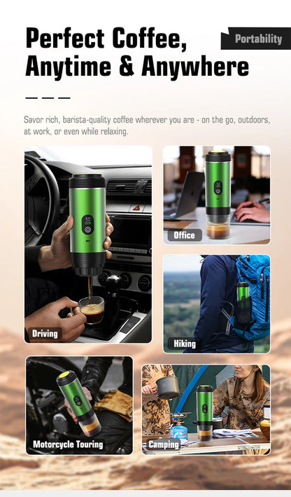 DENOKIN 3-in-1 Capsule Coffee Maker With Digital Display Portable Espresso Coffee Machine for Car & Home Camping Coffee Maker