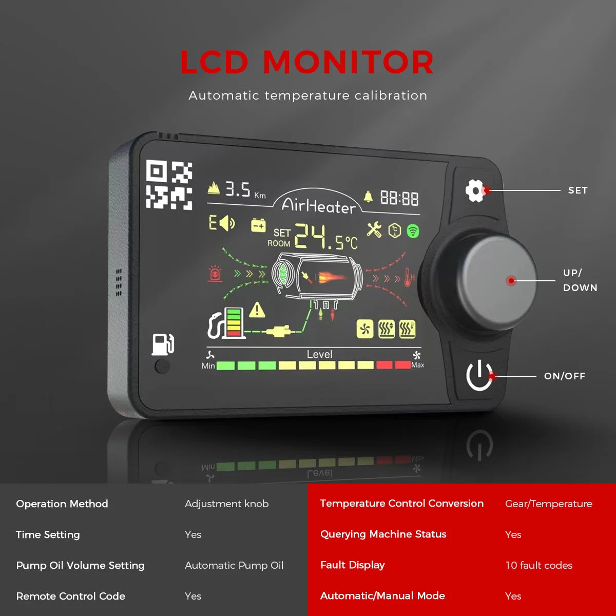 8KW 12V 24V Auto Thermostat Diesel Air Heater With Bluetooth APP&LCD&Remote Control For Trailer Camping Tent Car Parking Heater