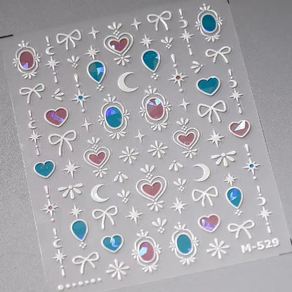 1PC 5D Korean Bronzing Nail Stickers Japanese Gold Silver Star Moon Luxury DIY Nail Art Decoration Decals Manicure Accessories
