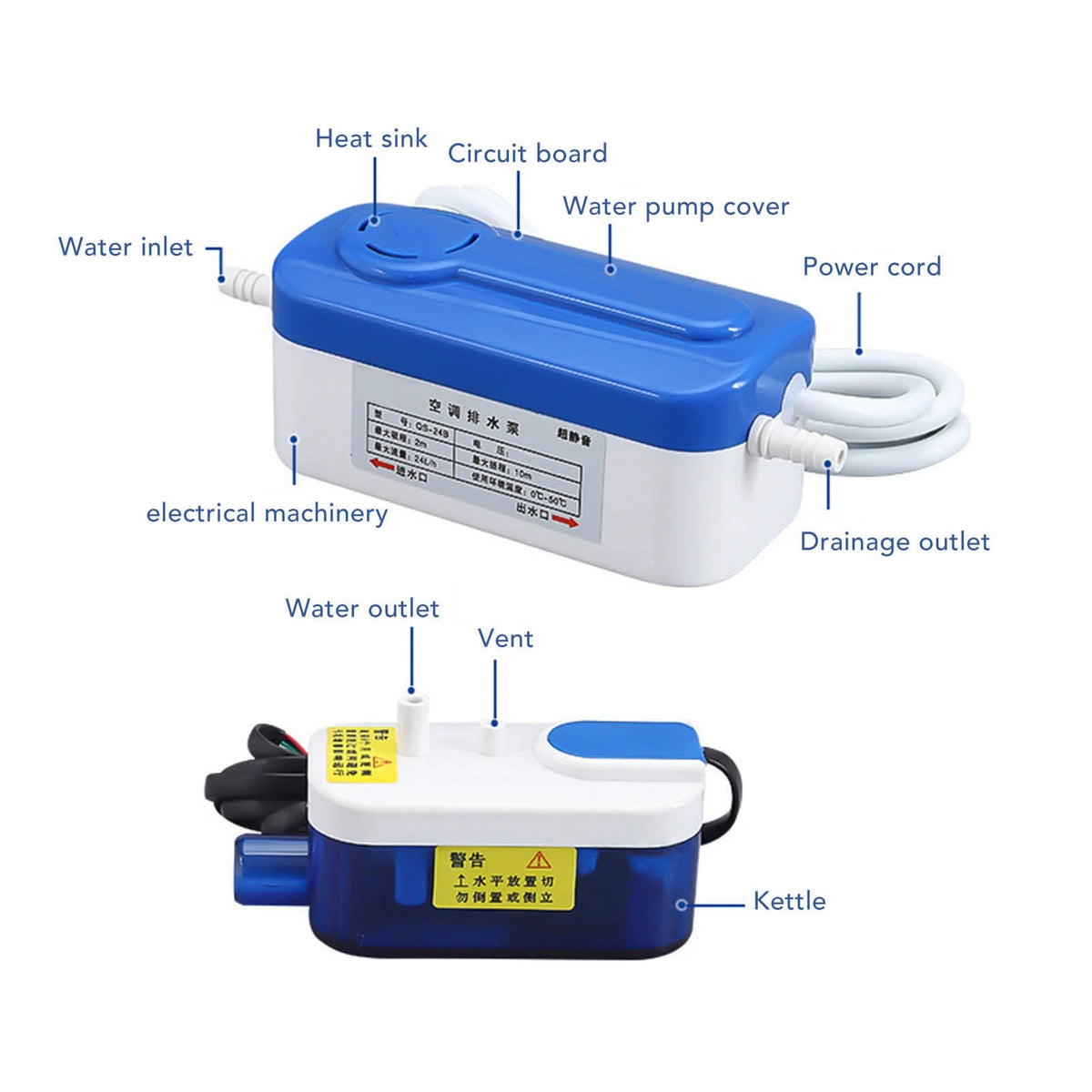 Portable Air Conditioner Condensate Pump Automatic Mini Split AC110‑240V HVAC Condensate Pump Ultra Silent Pump