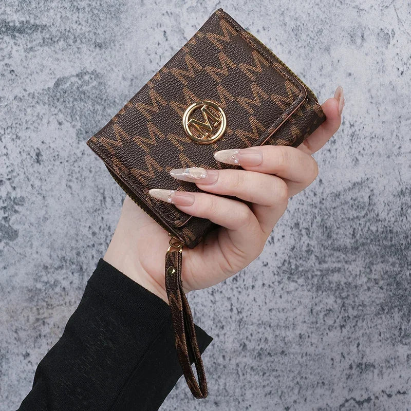 New style women's wallet, short, European and American PU high-end coin purse, printed, multi-card slots, small wallet