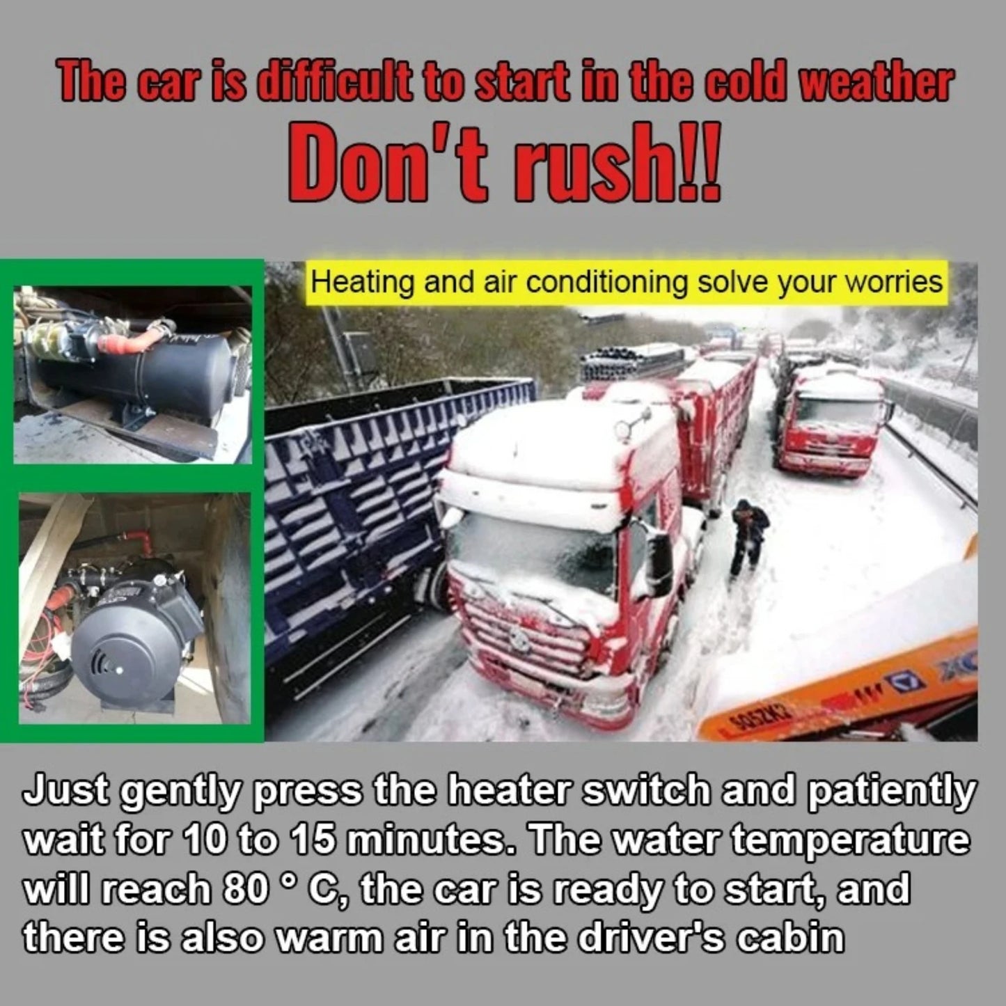 SIHAO Universal Diesel Water Pre‑Heater 10KW, 12V‑24V Dual Voltage Vehicle Fuel Heater, Heavy‑Duty Heating Device for Automobile Engine Warm‑up and Cabin Interior Heating