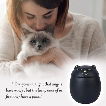 Always Remember Classic Souvenir Pet Cat Dog Ceramics Ashes Funeral Urn (4.7"*4.3"/Under 70 pounds/Black Cat)