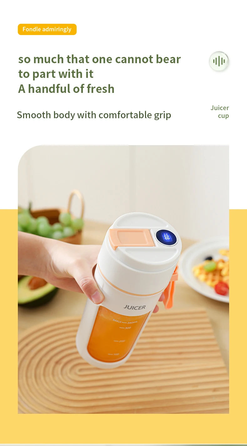 Digital Display Portable Juicer Cup USB Charging Juice Cup Home Multi-functional Automatic Fruit Blender Bottle For Home Kitchen