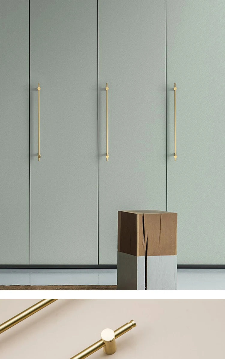 Brass long handle Nordic pure copper modern pulls simple gold light luxury pulls cabinet adjustable long handle cabinet handle